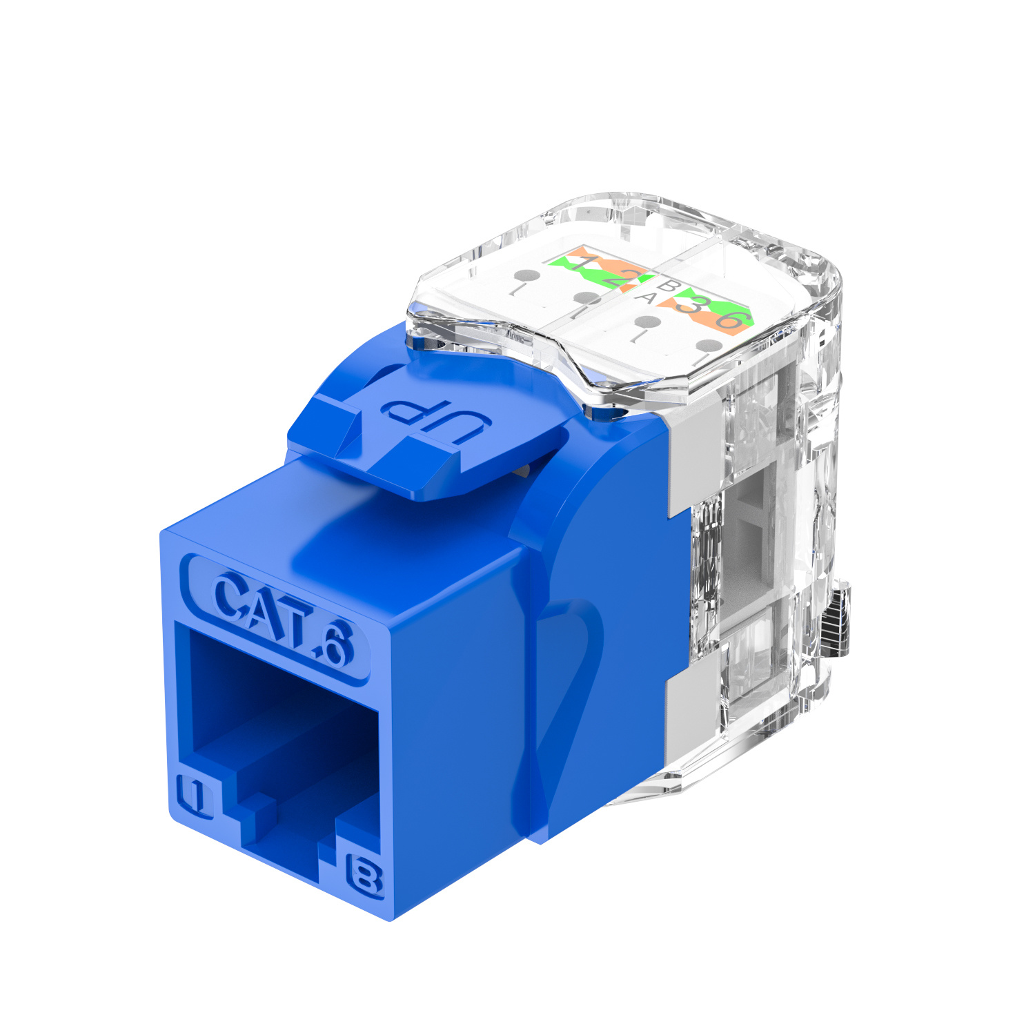Conector  AZUL RJ45 UTP de 180 grados sin herramientas